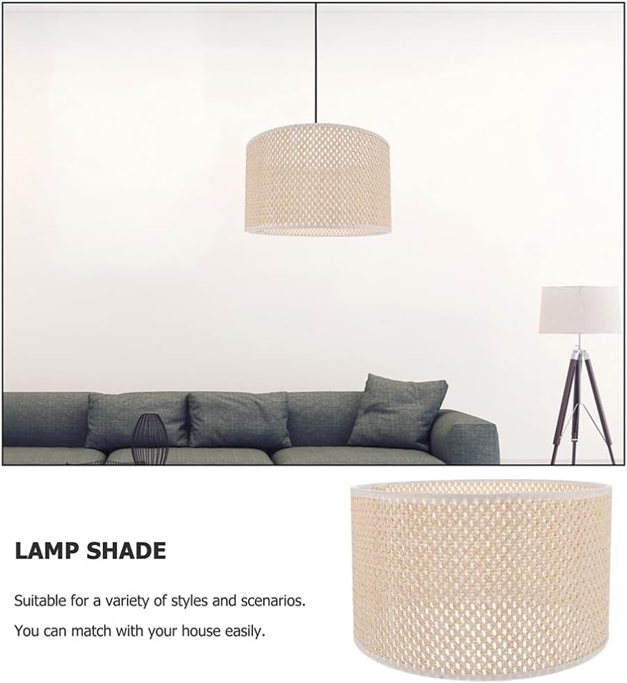 Uonlytech E27 Rattan Woven Lamp Shade 