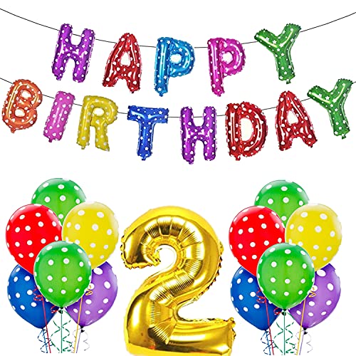Image of Party Propz 2nd Birthday Decoration Kit | Rubber Two Sweet Decoration Items 23Pcs Multicolour | Birthday Decoration Kit for Girls & Boys with Happy Birthday Banner & Balloons