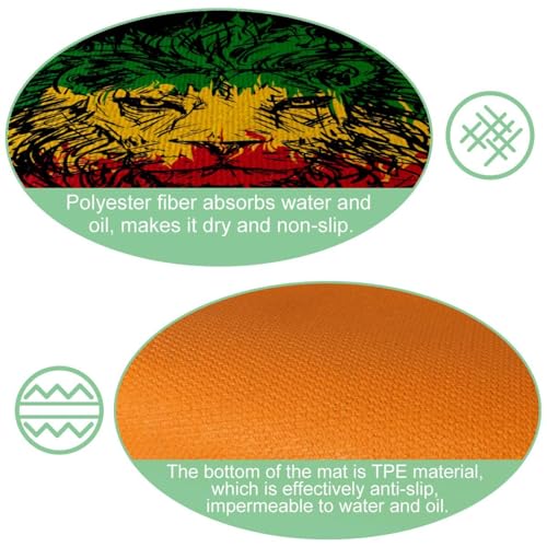 Tapis de cuisine antidérapant de qualité supérieure motif lion noir lavable en machine
