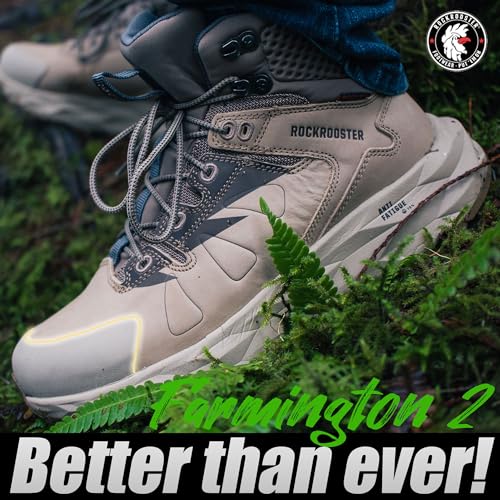 ROCKROOSTER Farmington 2 Waterproof Hiking Boots for Men, 6" Anti-Fatigue Outdoor Nubuck Leather Shoes2