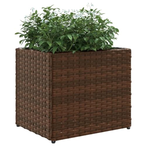 Tomostar Bac à Fleurs, Bac à Plantes Pot de Fleurs Jardinière Extérieur Marron 36x30x32 cm résine tressée