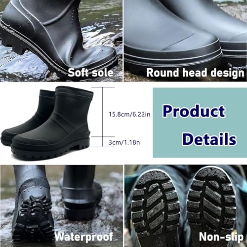 Ankle Rubber Rain Boot Mens Ankle Rain Shoes Waterproof Garden Boots Mens Short Rain Boots4