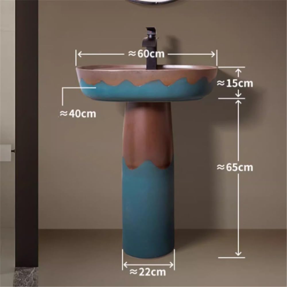 Fregadero de pedestal Lavabo de pedestal cerámica, lavabo pie con grifo y desagüe