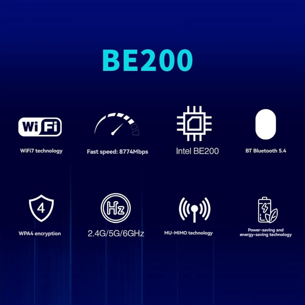 Tarjeta Adaptadora PCI-e BE200 WiFi 7 de Triple Banda, 2,4 G/5 G/6 GHz, 8874 Mbps, BT5.4, para Escritorio, Compatible con 10/11 B
