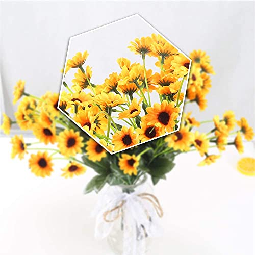 Mhmjon 4Pcs Artificial Silk Sunflowers Flowers Mini Fake Mum Flowers Bundles Gerbera Daisies Flowers Floral Arrangements For Indoor Outdoor Home Kitchen Diy Table Centerpieces Wedding Decor #TOP5
