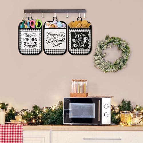 Bencailor ZY-BENCAILOR-0000 8 Pcs Pot Holders With Pocket Sunflower Kitchen Potholder Funny Buffalo Plaid Hot Pad Oven Mitts Cute Cookie Bag Farmhouse Oven Gloves thumb #5