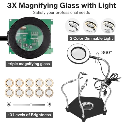 Löthelfer Lytool Dritte Hand zum Löten mit LED und Lupe