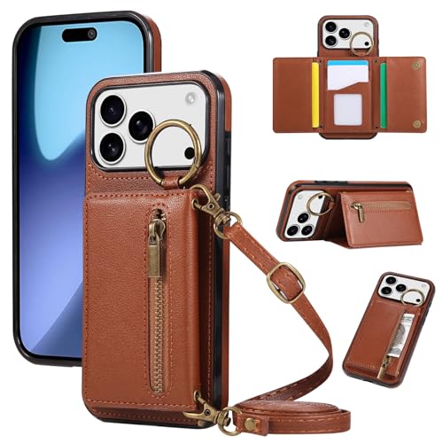 Étui portefeuille iPhone 16 en cuir violet à fermeture éclair pour style de vie actif - 6