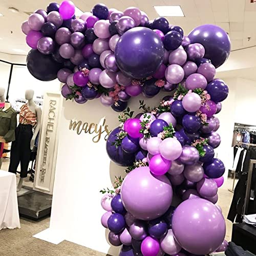 Image of Voircoloria 130pcs Purple Balloons Different Sizes 18 inch 12 inch 10 inch 5 inch Party Latex Balloons for Birthday Baby Shower Halloween Wedding Valentine's Day Party Bachelorette Decorations