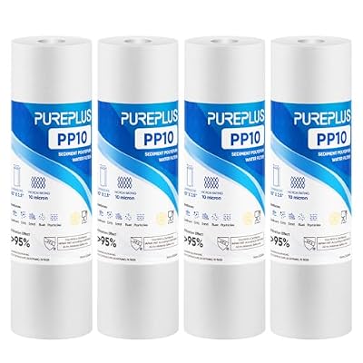 PUREPLUS 10 Micron 10" x 2.5" Whole House Sediment Home Water Filter Cartridge Replacement for Any 10 inch RO Unit, Culligan P5, Aqua-Pure AP110, Dupont WFPFC5002, CFS10, WHKF-G05, 4Pack