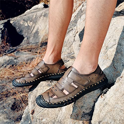 Sandals for Men Leather Adult Outdoor Hiking Beach Flat Slip Comfortable Breathable Soft(38)4