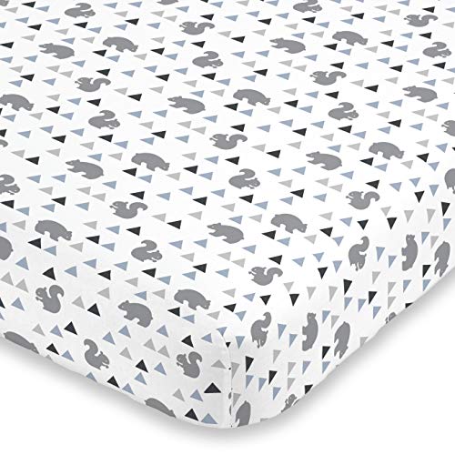 Image of Mountain Patchwork - Grey, Slate Blue, Charcoal, White 100% Cotton Fitted Crib Sheet