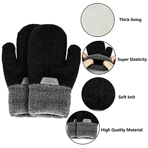 Double Layer Warm Knit Mittens for Kids Girls Boys Winter Outdoor Gloves for 5-10 Years3