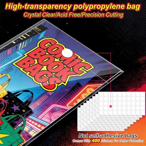Image of YSCare 200 Pack Current Comic Book Bags and Boards, Thick Acid-Free Comic Books Backing Boards, Clear Book Sleeves Protector for Current Comics Storage and Protection