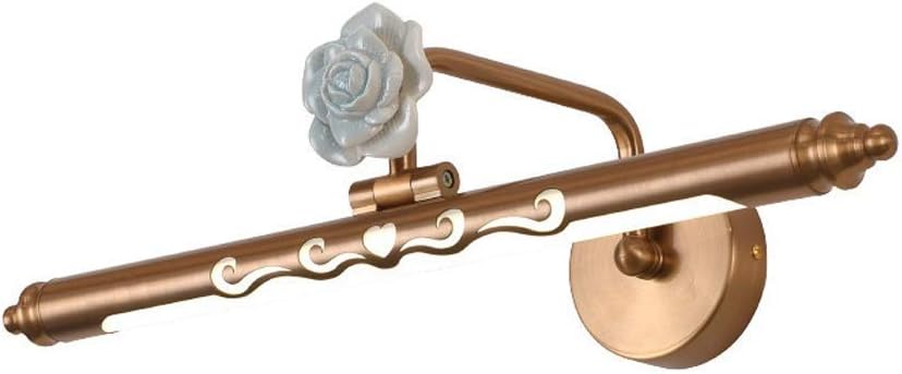 Bathroom Cabinet Wall Light Bronze Vanity Mirror Lights - LED Mirror Light with Ceramic Flower Decoration Make-up Mirror Front Lighting Lamp Adjustable Angle (Warm White) (Size : L)