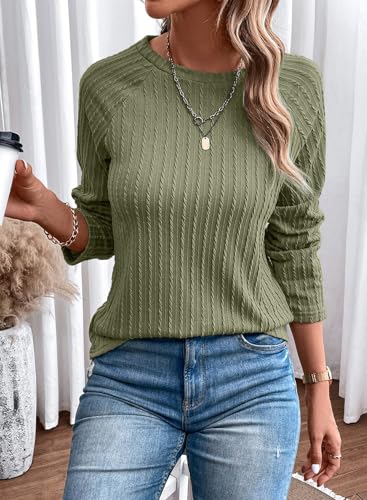 Image of Dokotoo Womens Tops Long Sleeve Lightweight Shirts 2026 Spring Fashion Clothing Trendy Tops Crewneck Knit Basic Tee
