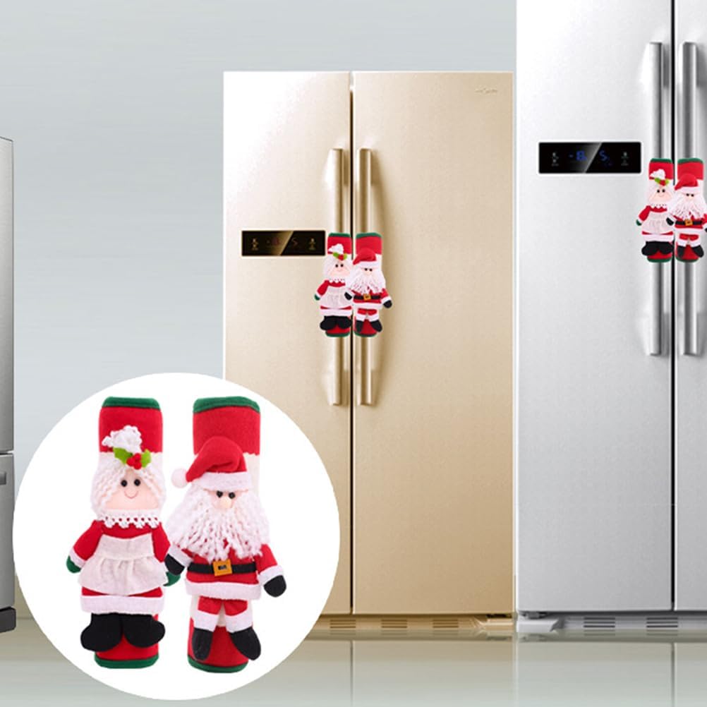 2Pcs Christmas Refrigerator Handle Covers Festive Xmas Kitchen Knob Covers for Holiday Decor for Fridge Decoration and Appliance Accessories