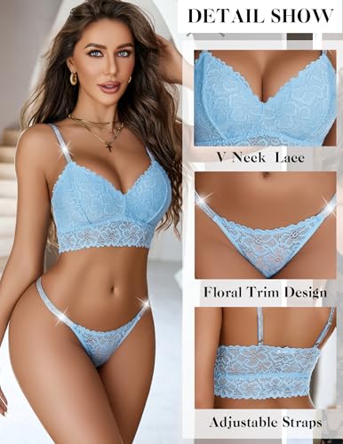 Image of Avidlove Lingerie Set for Women Lace Bra and Panty Set Two Piece Sheer Bralette