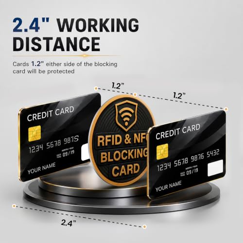 Image of SaiTech IT Round Shape RFID Blocking Card for Credit Debit ID Card, Black | Slim Anti-Theft Contactless NFC RFID Blocker Protector, Easily Fit into Wallet and Purse, for Men & Women