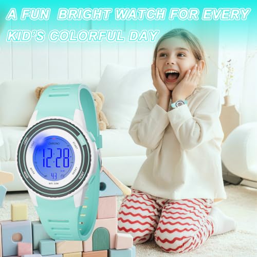 Image of Kids Digital Analog Watches for Girls Boys, 7 Color Lights Waterproof Cute Wristwatches for Kids with Alarm Stopwatch, Great Present for Girls Boys Ages 5-13