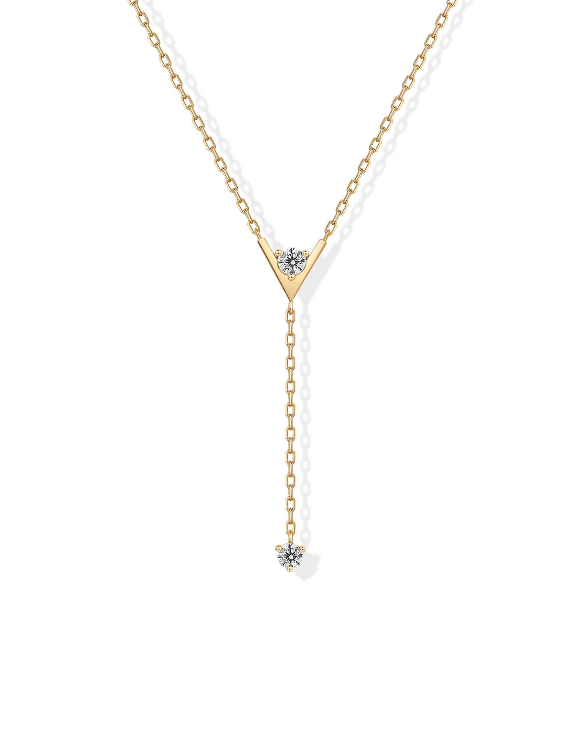 PAVOI14K Gold Plated Simple Drop Lariat Necklace for Women with Cubic Zirconia | Dainty Necklace