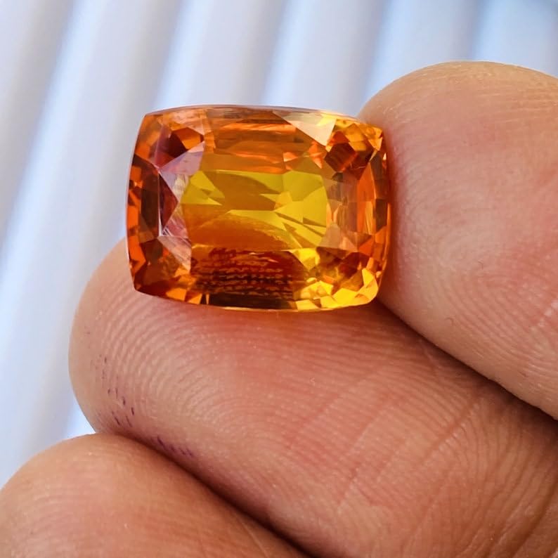 Saphir orange naturel coussin 13x10mm pour création de bague - 6