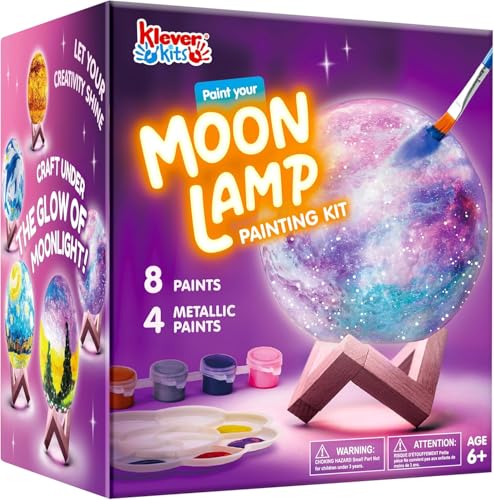 Klever Kits DIY 3D Moon Night Light, Paint Your Own Moon Lamp Kit Galaxy Lamp Arts and Crafts Kit,...