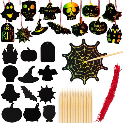 ArtCreativity Halloween Crafts (Bulk) - Scratch Art for Kids, 60