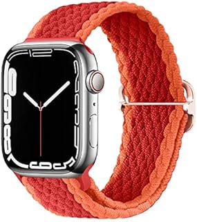 Pulseiras compatíveis com Apple Watch de 44 mm, 40 mm, 41 mm, 45 mm, pulseiras iWatch para mulheres e homens loop trançado ajustável com fivela elástica esportiva para iWatch SE Series7/ 6/5/4/3/2/1