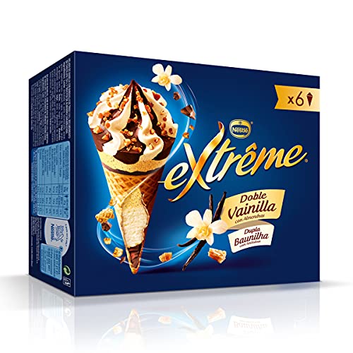Nestlé Extreme Helado, Doble Vainilla con Almendras, 6 x 120ml (Congelado)