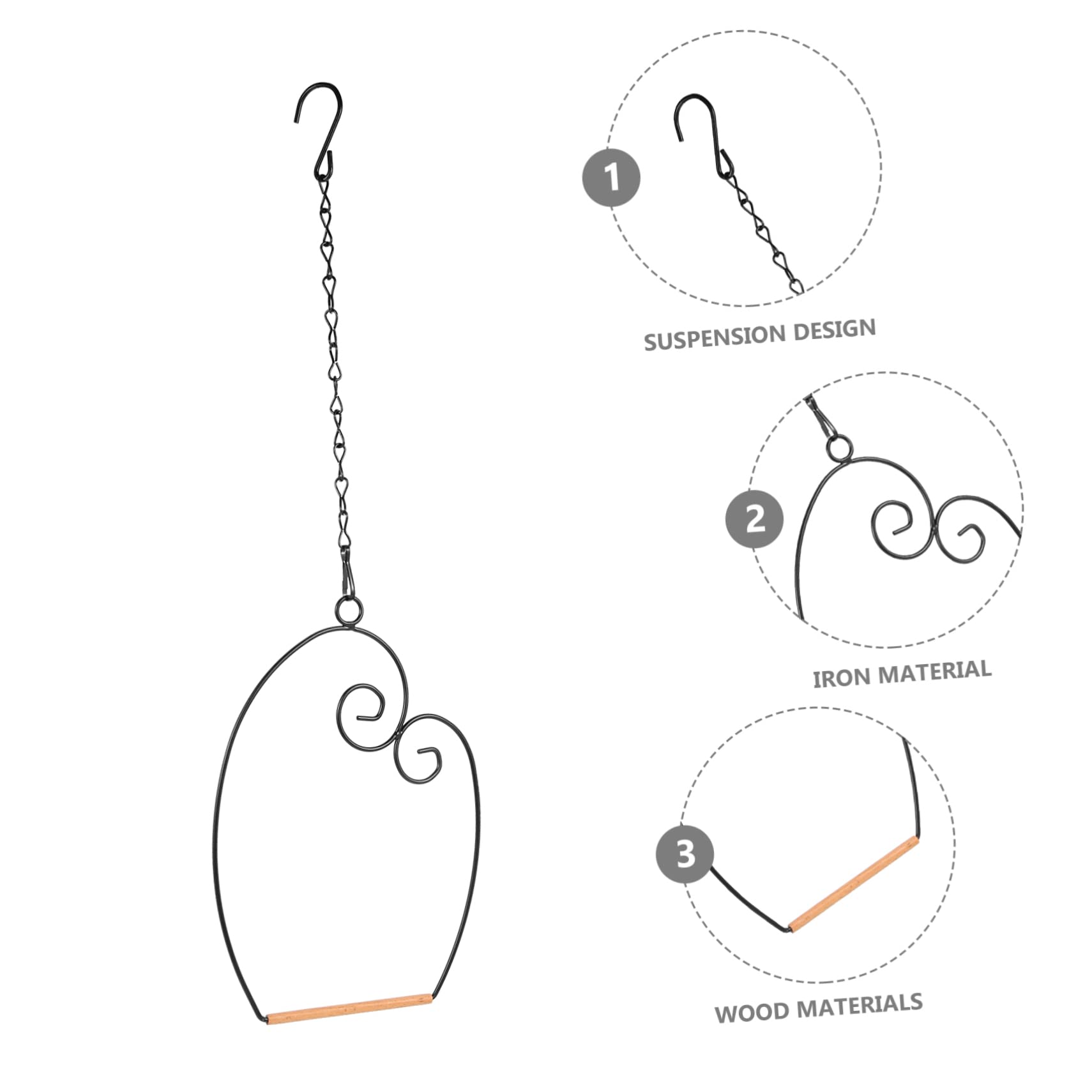 FRCOLOR 3ensembles Support De Perchoir pour Oiseaux Fer Station De Jeu Extérieure pour Perroquets avec Trois Chaînes Accessoire Pratique pour Entraînement Et Amusement des Oiseaux
