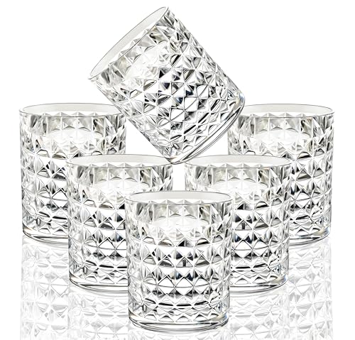 VEILEDGEM Vasos irrompibles de Tritan de 8 onzas, vasos acrílicos inastillables, sin BPA, vasos de plástico duro, reutilizables, vasos de agua para cocina, juego de 6 (transparente)