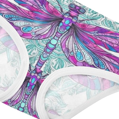 Vibrant Purple Dragonflies Green Toddler Underwear Floral 2t Cotton Little Girl Panties Print Underpants Briefs4