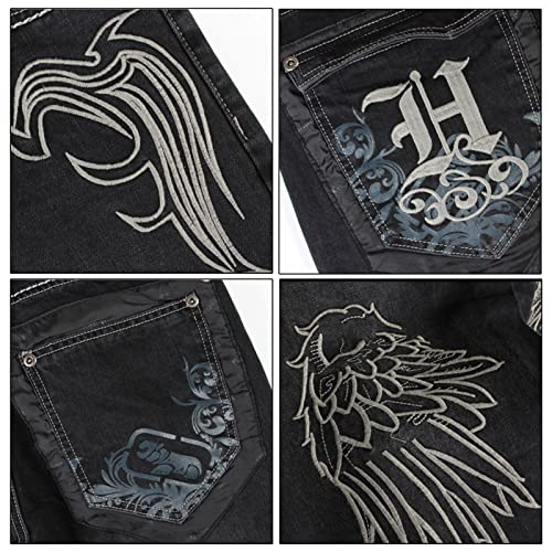 Men Baggy Jeans Y2k Relaxed Fit Embroidery Jnco Jeans Loose Skater Pants Hip Hop Dance Denim Pants4