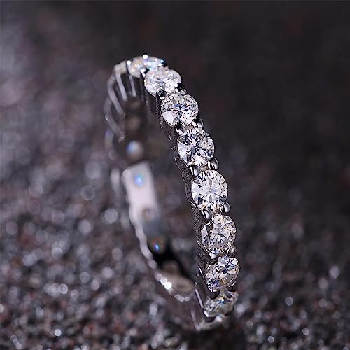 Moissanite Rings, Sterling Silver Eternity Stackable Ring Band, Promise Engagement Wedding Rings for Women Girls, Size 5-10, 1.9-2.3ct Moissanite Wedding Band4