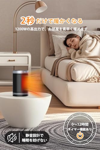 VECELO ヒーター セラミックヒーター 電気ファンヒーター 900W/1200W の商品画像 4