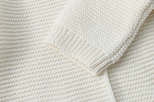 Cardigã de tricô 100% algodão orgânico Baby Boy Girl com capuz, Marfim, 3-6 Months