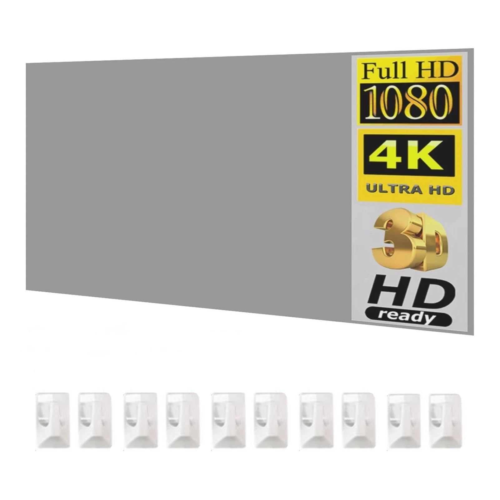 Schermo for proiettore portatile da 120 pollici 16:9, tessuto riflettente ad alta luminosità, anti-luce, tenda di proiezione 4K,Tessuto di tela cinematografica(Hook type+hook)