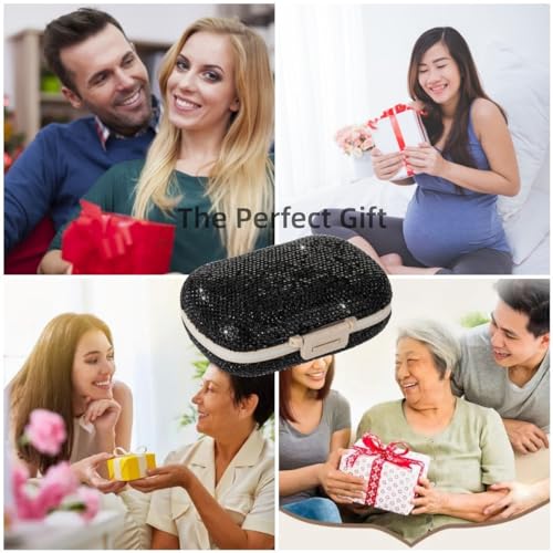 Image of Medicine Pill Organizer Travel Pill Box for Purse Portable Pill Container Small Pill Holder Cute Pill Case Pocket Pharmacy with Labels(Black)