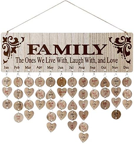 Family Birthday Board Wall Hanging-Family Birthday Calendar With Tags,Gifts For Mother Grandma Mother Parents,Wooden Family Calendar Birthday Reminder Calendar As Birthday Gifts And Home Décor