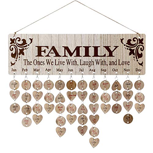 Family Birthday Board Wall Hanging-Family Birthday Calendar With Tags,Gifts For Mother Grandma Mother Parents,Wooden Family Calendar Birthday Reminder Calendar As Birthday Gifts And Home Décor #TOP11