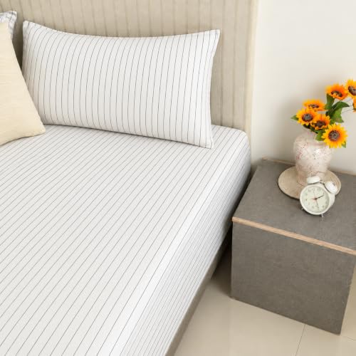 Image of 100% Cotton King Bedsheet Set with 2 Pillow Covers,300 Thread Count, Soft, Breathable, Wrinkle Resistant & Fade Resistant,Print-44, King Size 108x108Inches