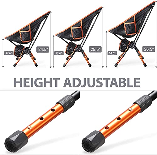 Sportneer Portable Lightweight Foldable Camping Chair Up to 150 kg for Backpacking/Hiking/Picnic/Fishing, orange, medium - Image 6
