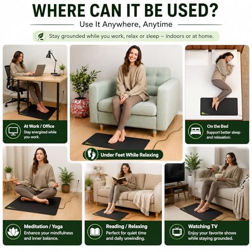 Image of GROUNDING MAT /Earthing Mat for Sleeping & Bed - Non-Electric Grounding Mat for Pain & Stress Relief, Complete Kit with Tester & Cord