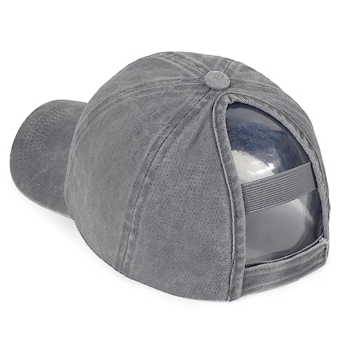 Image of HH HOFNEN Ponytail Hat for Women Washed Distressed Baseball Cap Ponycaps