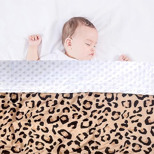 Baby Blanket for Girls Boys Leopard Minky Super Soft Double Layer Receiving Blanket with Dotted Backing for Newborn Nursery Stroller Receiving Toddlers Crib Bedding Blankets 30x40 Inch (Leopard)