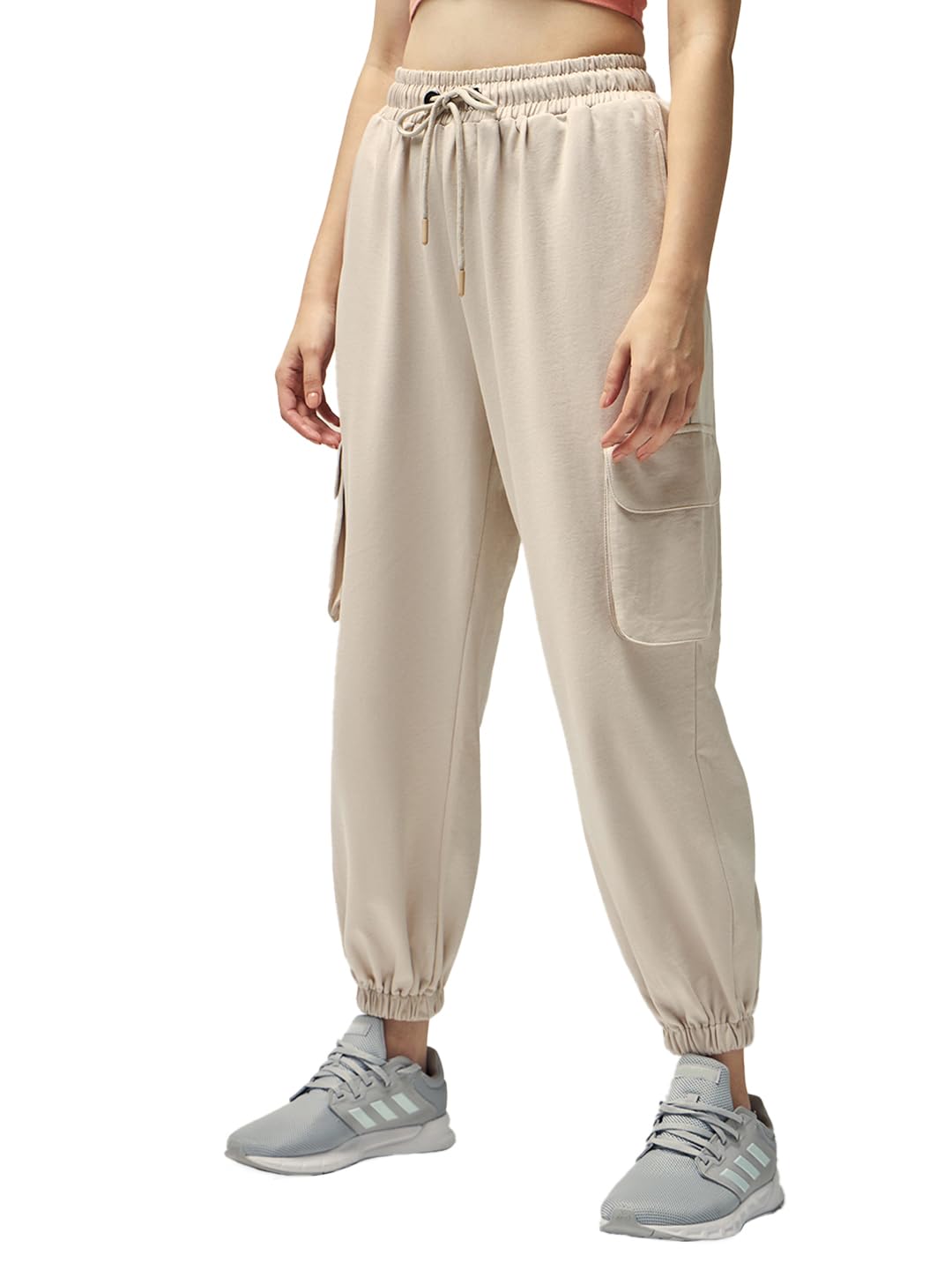 bewakoof Women's Cotton Oversized Fit Joggers|Bewakoof Air 1.0 | Track pants for woman | Lower for women | Multipurpose | Activewear | Utility Pockets | Lightweight & Flexible Elastic Waist | Casual Joggers | Loose Fit-picture-24