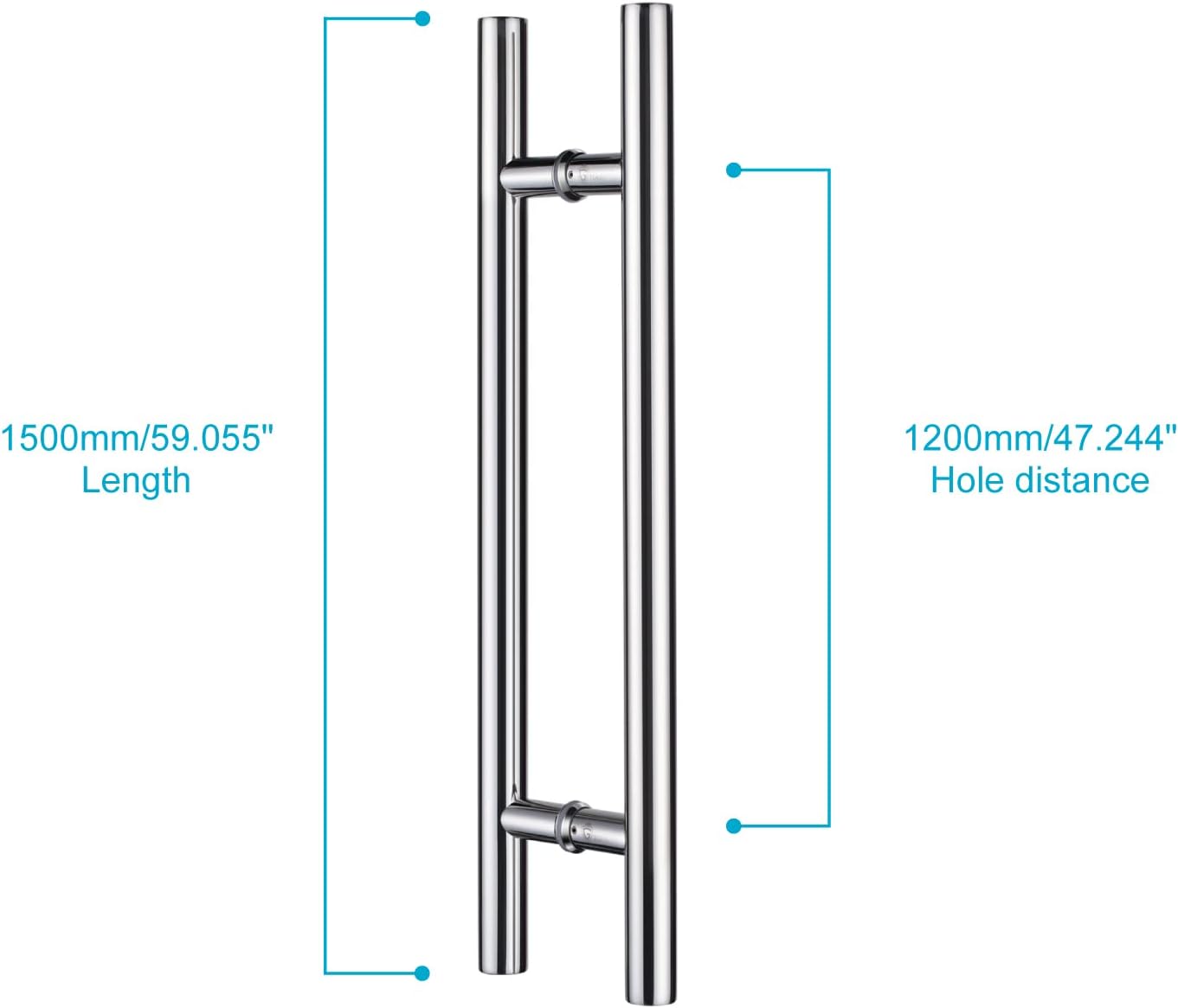 Blасk Frіdау 🔥 TOGU TG-6012 60 inches Solid Standoffs Heavy-Duty Commercial Grade-304 Stainless Steel Push Pull Door Handle/Barn Door Pull Handle/Glass Pulls, Mirror Polished Chrome Finish