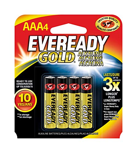 Eveready Gold Alkaline AAA Batteries, 4 Pack of Triple A Batteries