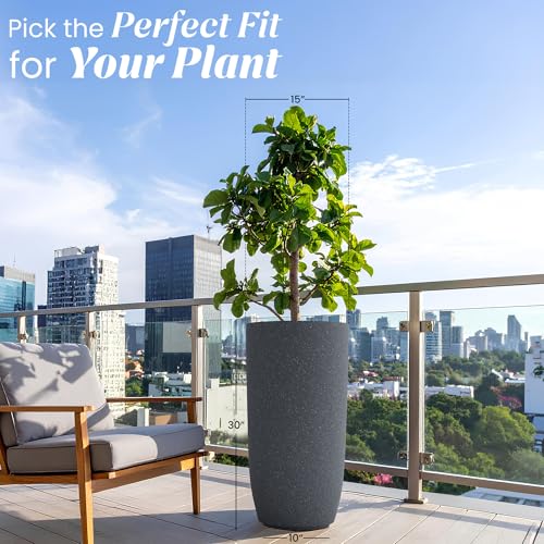 Image of YUCCABE ITALIA FOXB TPC 30 INCH Pots for Plants Highly Durable Polymers Lightweight Indoor Outdoor Plant Pots, Flower Pot Gamla Tree Planter Container Planters for Living Room, Balcony, Garden